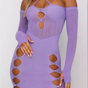 White Fox Boutique Lavender Cut-Out Mini Dress